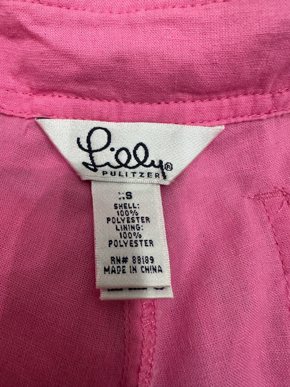 Lilly Pulitzer Hot Pink Top with White Label Detail - Picture 2 of 3